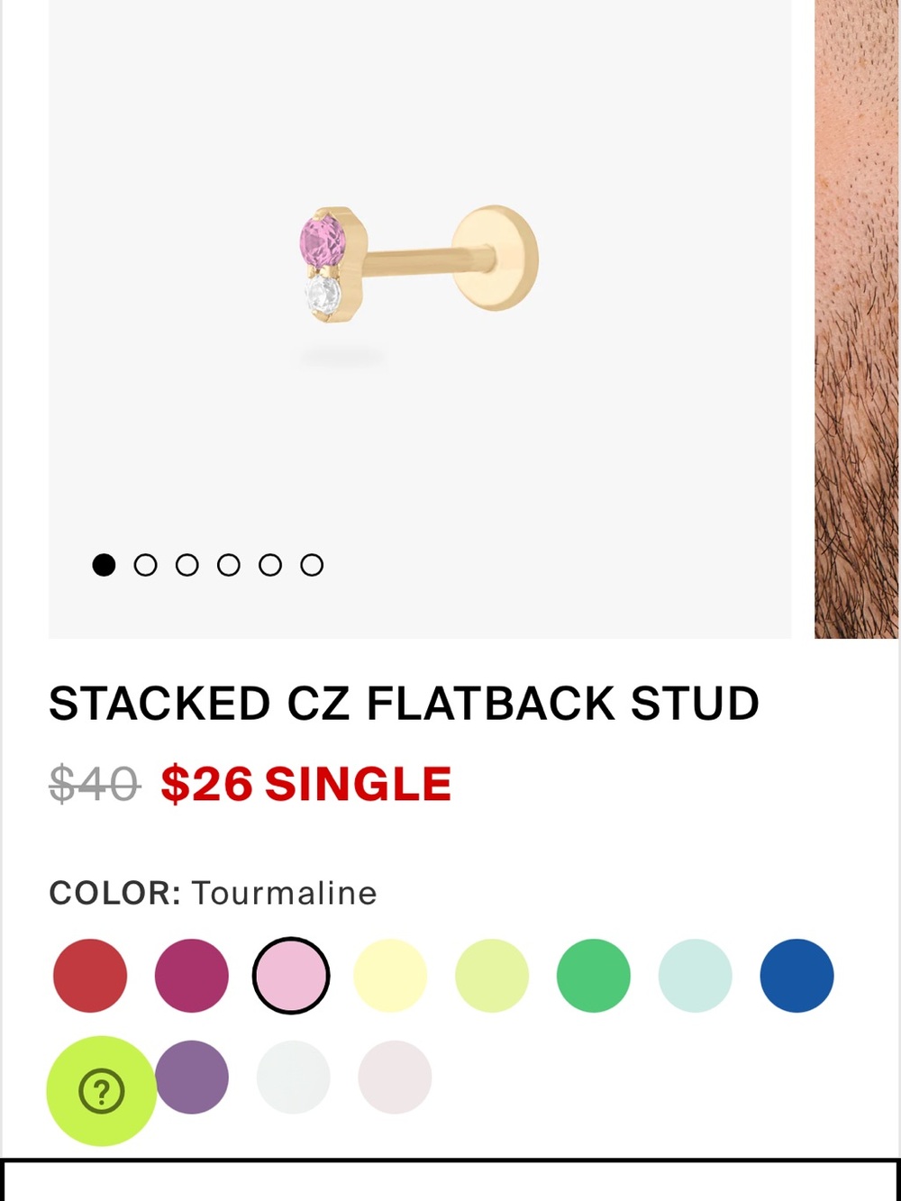 Pair of Studs Stacked CZ flatback earrings in tourmaline